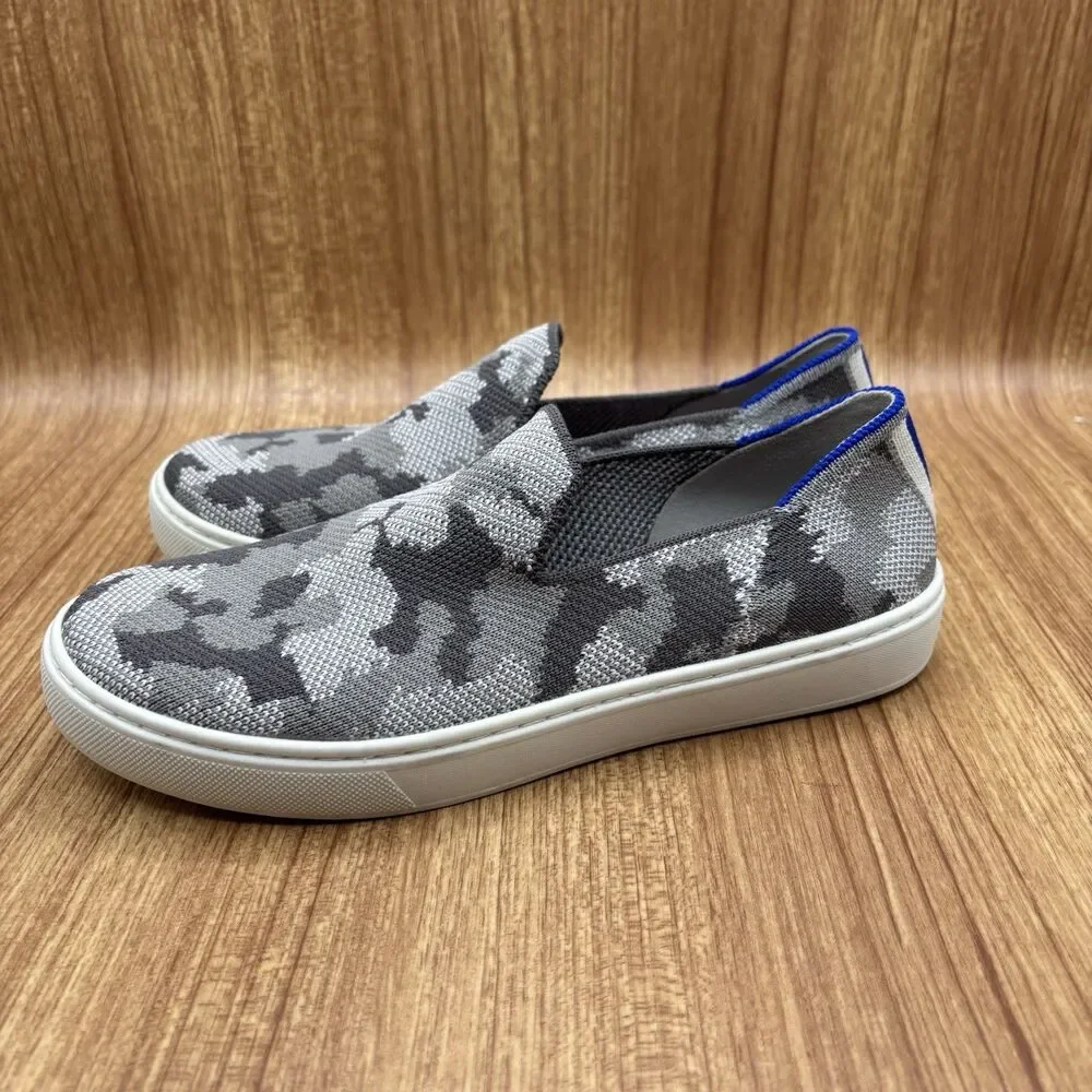 Rothy's The Kids Sneaker US Kids Sz 4 Gray  Camo Recycled Slip‎ Ons Worn Once